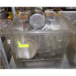 BIN OF CONDIMENT BOTTLES