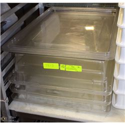 LOT OF 3 CLEAR PLASTIC CONTAINTERS WITH 2 LIDS