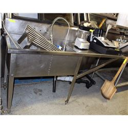 S/S DOUBLE SINK WITH PREP AREA  26"X74"X37"H