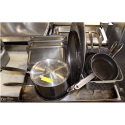 LOT OF ASSORTED FRYING PANS, INSERTS & PIZZA PANS