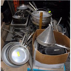 PALLET OF ASST FRY PANS, BAKING TRAYS & MORE