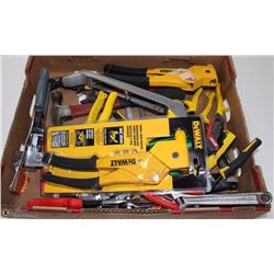 FLAT OF ASSORTED TOOLS, INCLUDING SOME DEWALT