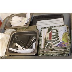 TOTE OF ASSORTED DECORATIVE PLATES & SPOONS