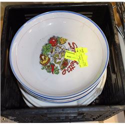 CRATE OF ASST SERVING PLATES & BOWLS