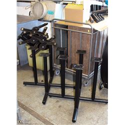 LOT OF 14 WOOD TABLES WITH METAL BASES