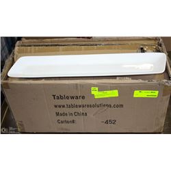 24- RECTANGULAR WHITE SERVING PLATES 14 X 6 3/4