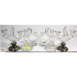 COMBINED LOT OF GLASS CANDLE HOLDERS