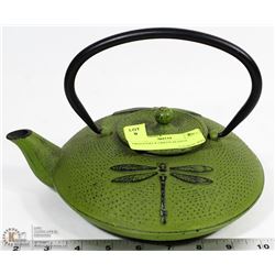 DRAGONFLY CAST IRON GREEN TEAPOT