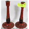 Image 1 : 2 RED CHINESE CANDLE HOLDERS