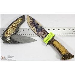 KNIFE - WOLF PICTURE ON BLADE WITH EAGLE KNIFE