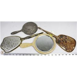 4 ANTIQUE HAND HELD MIRRORS