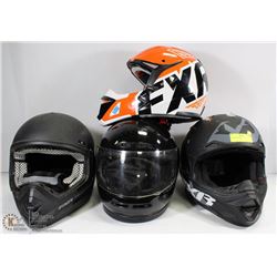 LOT OF 4 ASSORTED HELMETS INCL FXR