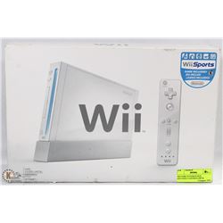 WII GAME SYSTEM IN BOX, INCLUDES 2 CONTROLLERS &