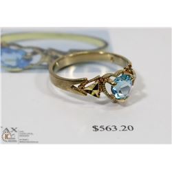 14K SOLID GOLD LADIES HEART TOPAZ RING WITH COA