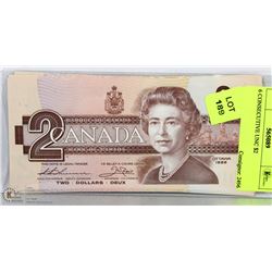 LOT OF 6 CONSECUTIVE UNC $2