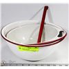 Image 1 : PAIR OF VINTAGE ENAMEL BOWLS & LADLE