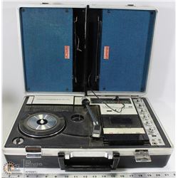 VINTAGE PORTABLE RECORD PLAYER AND RADIO