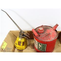 VINTAGE OIL CAN AND JERRY CAN