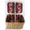 Image 1 : VINTAGE FABRIC-LINED WICKER PICNIC BASKET