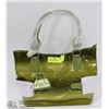 Image 1 : GREEN SNAKESKIN STYLE HANDBAG SIDE BUCKLES