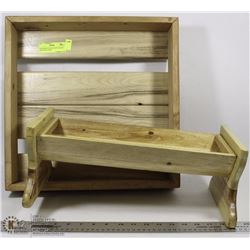 HANDMADE WOOD FRUIT CRADLE AND WOOD TRAY