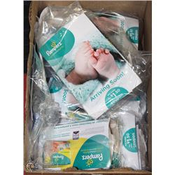 BOX OF NEW BORN DIAPERS
