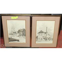 PAIR OF SIGNED MATTED H. DERUITER LITHOGRAPHS