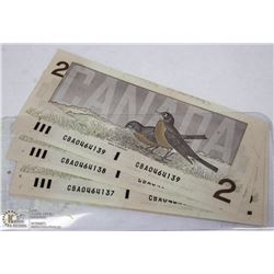 1986 CANADIAN $2 DOLLAR BILLS WITH CONSEC. X10