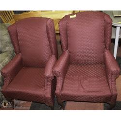 2 BURGUNDY OCCASSONAL ARM CHAIRS
