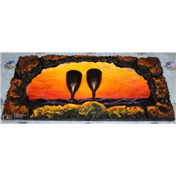 "CHEERS" 2 WINE GLASSES ACRYLIC PAINTING ON