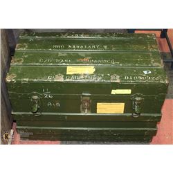 ANTIQUE MILITARY WOOD / METAL / LEATHER TRUNK