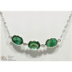 10K WHITE GOLD EMERALD & DIAMOND NECKLACE