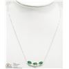 Image 2 : 10K WHITE GOLD EMERALD & DIAMOND NECKLACE