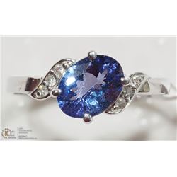 10K WHITE GOLD TANZANITE & DIAMOND RING