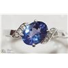 Image 1 : 10K WHITE GOLD TANZANITE & DIAMOND RING