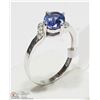 Image 2 : 10K WHITE GOLD TANZANITE & DIAMOND RING