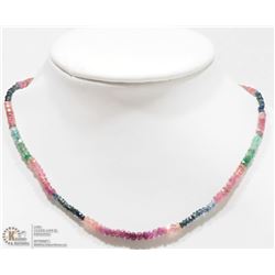 STERLING SILVER GEMSTONE BEAD NECKLACE