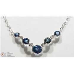10K WHITE GOLD SAPPHIRE & DIAMOND NECKLACE