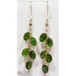 14K Y. GOLD CHROME DIOPSIDE & DIAMOND EARRINGS