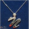 Image 2 : 10K WHITE GOLD 8 DIAMOND "N" PENDANT W/ CHAIN