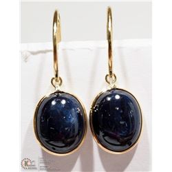 14K YELLOW GOLD SAPPHIRE HOOP EARRINGS