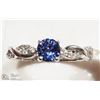 Image 1 : 14K WHITE GOLD TANZANITE & DIAMOND RING SIZE 6.5