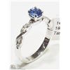 Image 2 : 14K WHITE GOLD TANZANITE & DIAMOND RING SIZE 6.5