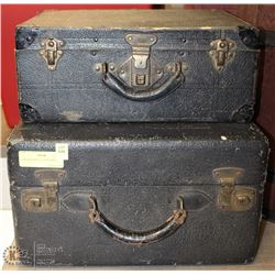 2 BLACK ANTIQUE SUIT CASES