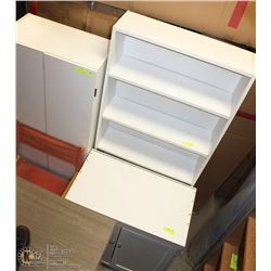 LOT OF WHITE WOOD SHELVING INCL 5 TIER UNIT, 4