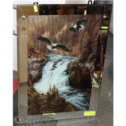 LIGHTED GLASS MIRROR EAGLE