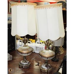 PAIR OF VINTAGE ESTATE STONE BASE TABLE LAMPS