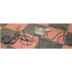 SET OF 2 BICYCLE PLANT STANDS - ONE METAL/WOOD