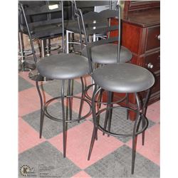 LOT OF 3 BLACK DECORATIVE  BAR STOOLS