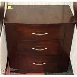 WOOD BROWN 3 DRAWER SIDE TABLE